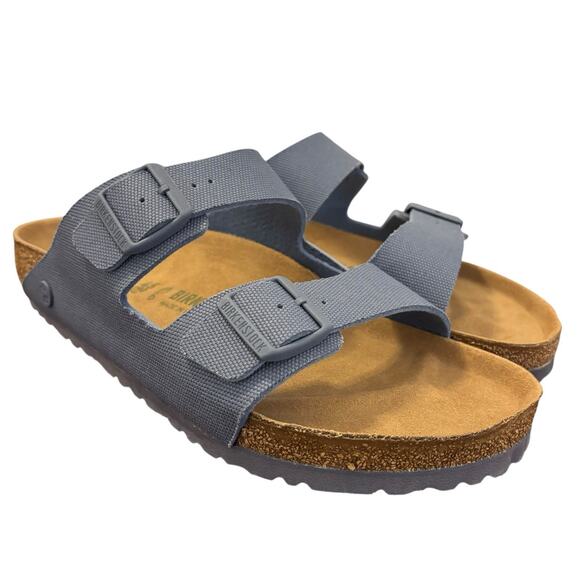 BIRKENSTOCK Arizona Vegan Textile Rivet Sandals EU 45 Mens 12 Women 14 Blue NWOB - Picture 1 of 16